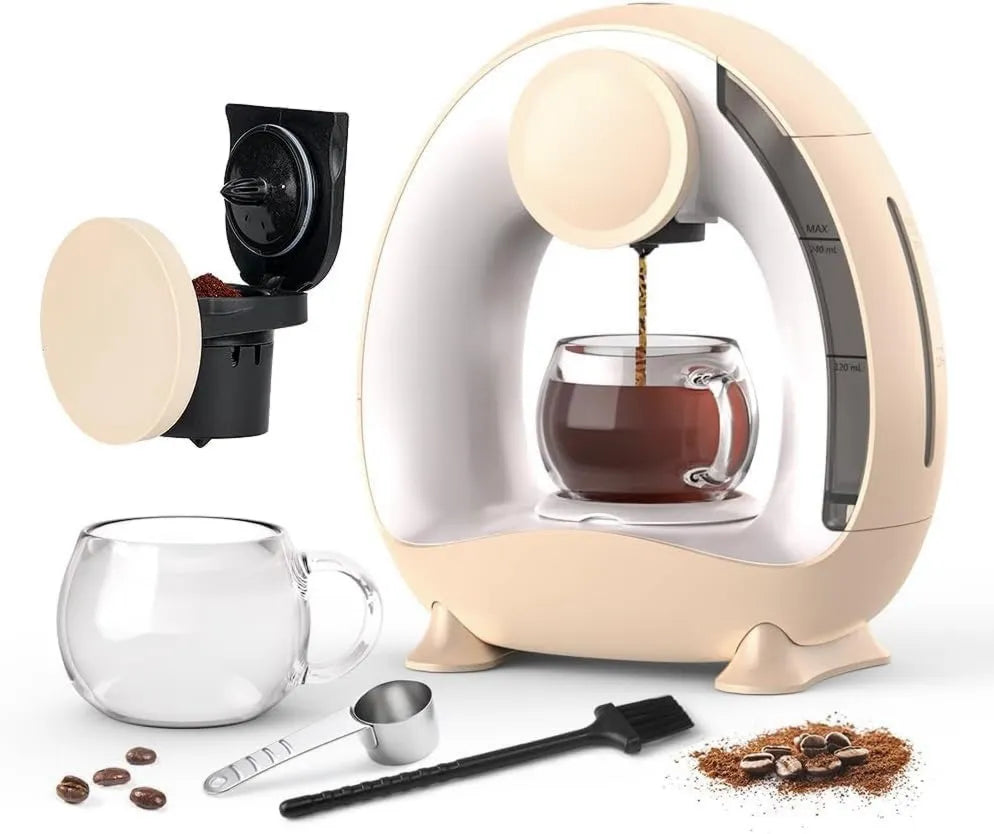 BENFUCHEN, Elektryczny ekspres do kawy, dotyk, 4-8 oz wielkości infuzji, sterowanie jednym dotykiem, jednorazowy ekspres do kawy z filtrem do kawy, czajnik z jednostronnym