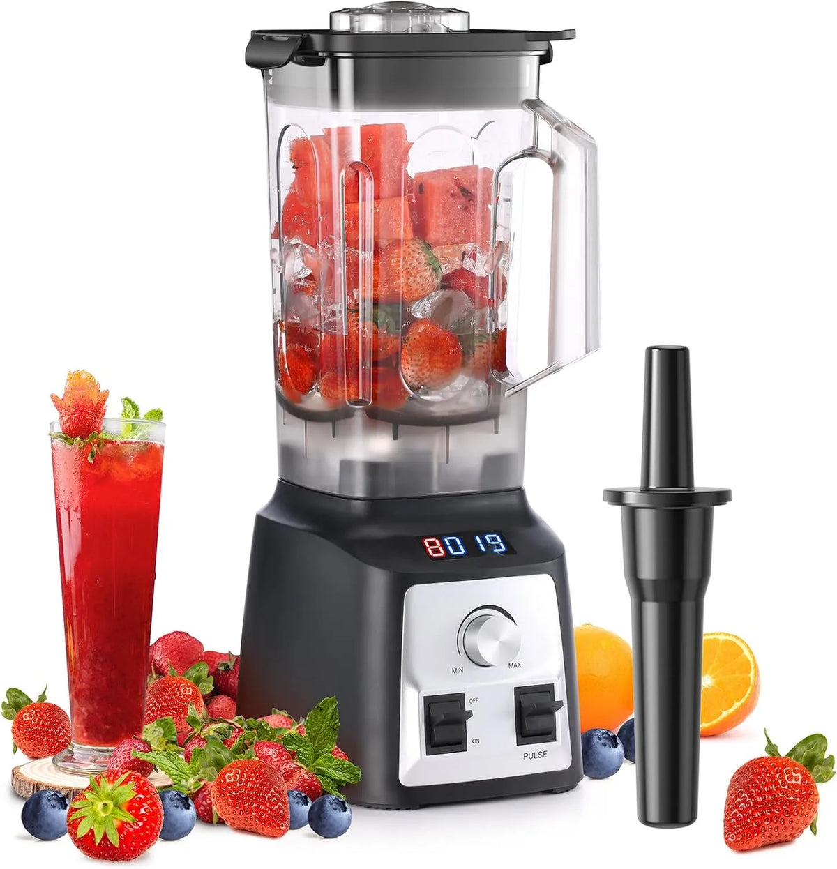 Enfmay blender kielichowy, 8 ostrych ostrzy, mocny mieszalnik wygładzający 2000 W, bez BPA- pojemnik Tritan 2 l, szybka przyczepa 30 000 obr. / min