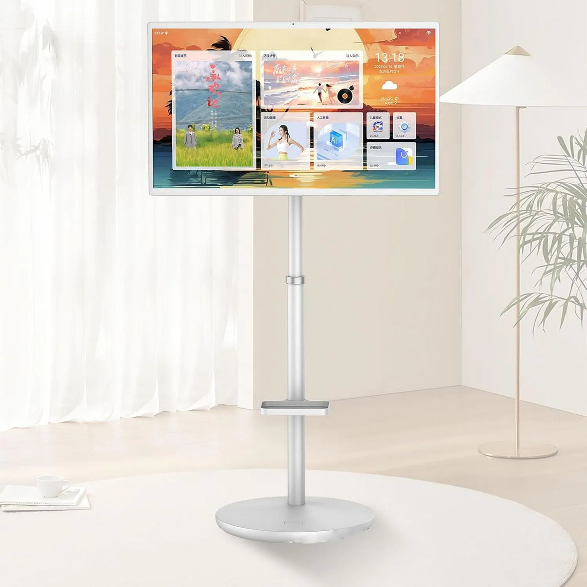 PRECISTECH, Inteligentny telewizor, 32 cali, TV, przenośne, na zewnątrz, poruszające się koła, Android OS, Android Smart Screen, TV na kółkach