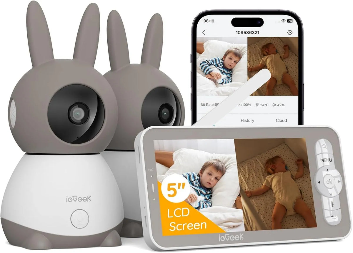 ieGeek, PTZ 360 2K / 3MP Babyphone, Kamera, Monitor wideo dla dzieci, 2K/3MP