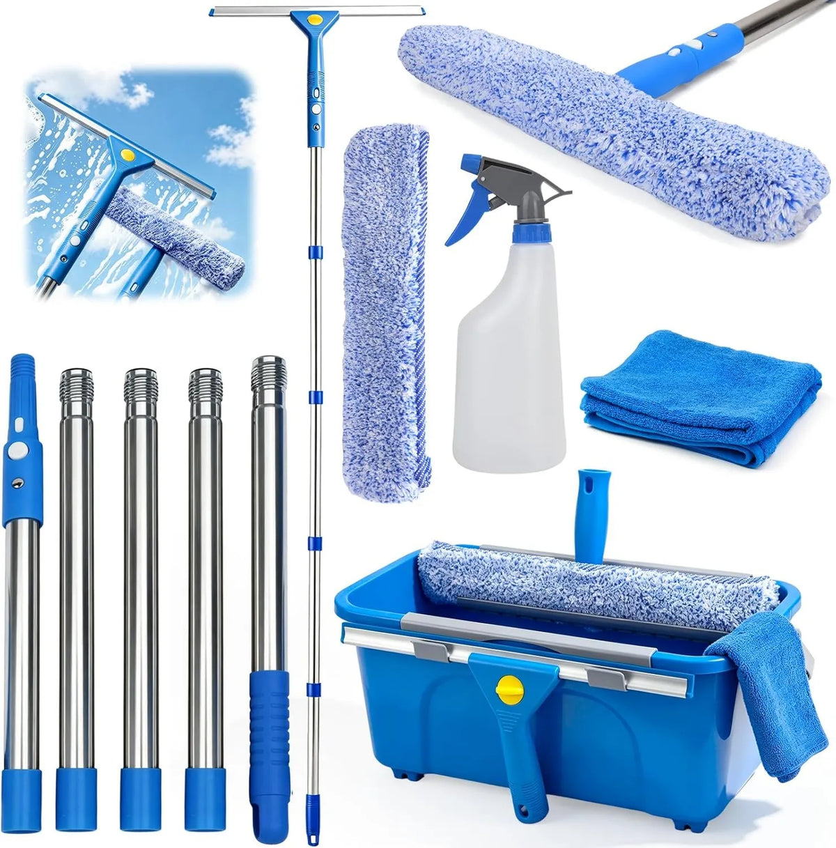 ddLUCK, 2szt. Silikon Raclette, Micro fibre cleaning szmatką, do prania szkła z pralką Stool, pralka 2Pcs