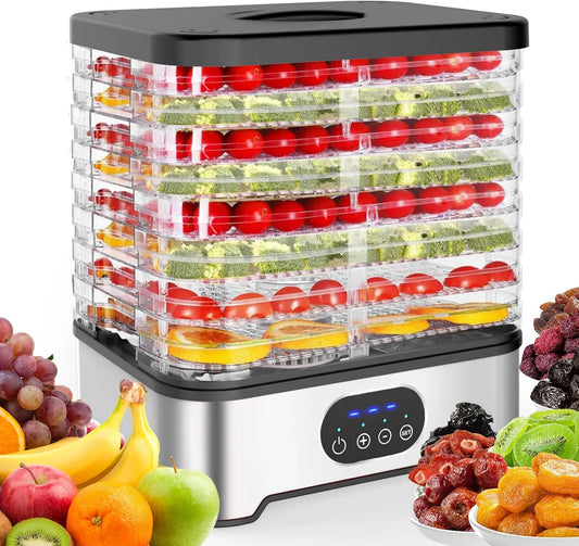 QUUGAR suszarka do żywności, 72H BPA- free, minutnik, Food 400 W, 8 Płyty do regulacji, 42- 70°C, Tłumiki i Kompaktowy, Owoce żywności Deshhydater