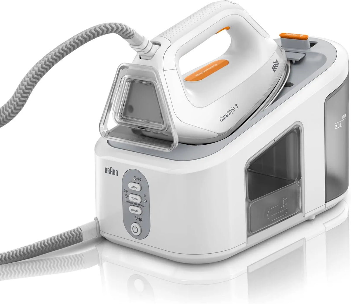 Braun, 6 bar, 3132 WH, funkcja pary, CareStyle Steam Generator stacja parowa, żelazko parowe z stopą żelazka FreeGlide 3D, ciśnienie pompy 6 bar