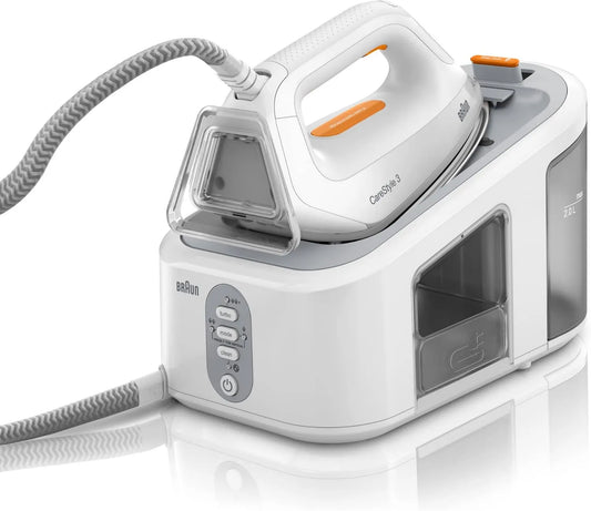 Braun, 6 bar, 3132 WH, funkcja pary, CareStyle Steam Generator stacja parowa, żelazko parowe z stopą żelazka FreeGlide 3D, ciśnienie pompy 6 bar