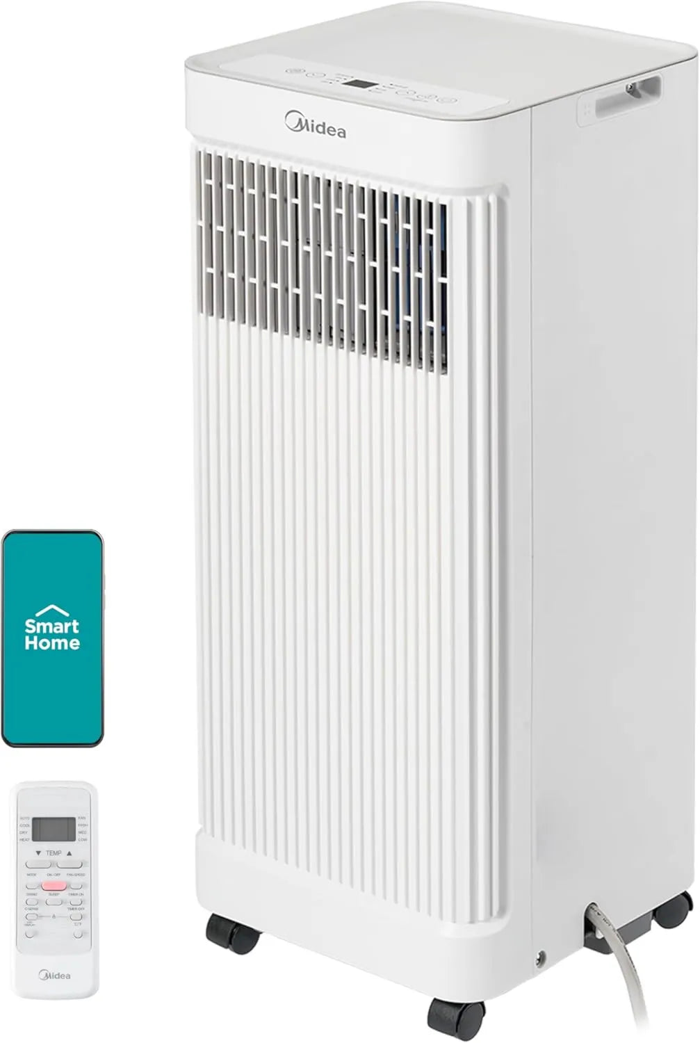 Midea, Klimatyzator, przenośny, 5000 BTU SACC, chłodzi do 150 m², inteligentna kontrola, z trybem osuszacza i wentylatora, zestaw instalacyjny