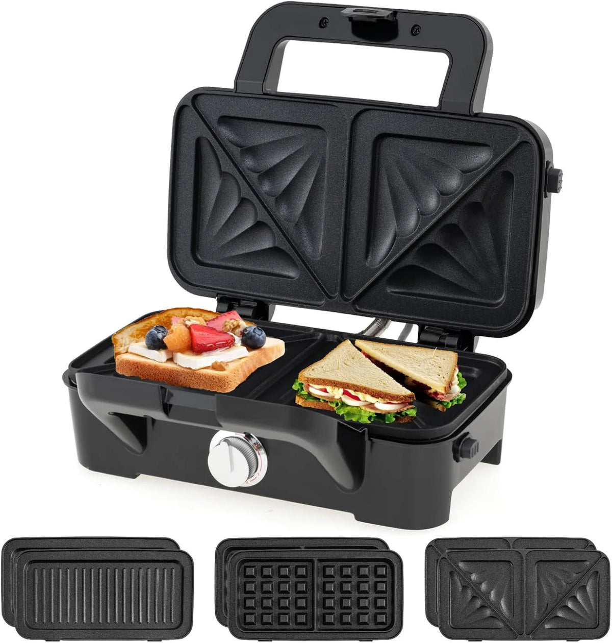 SOARS, Elektryczny grzejnik, 1200 W, grill, wyjmowany, 2 strefy temperatury, czarny, Croque Mister 3 w 1 1200 W, 5 Regulowane temperatury
