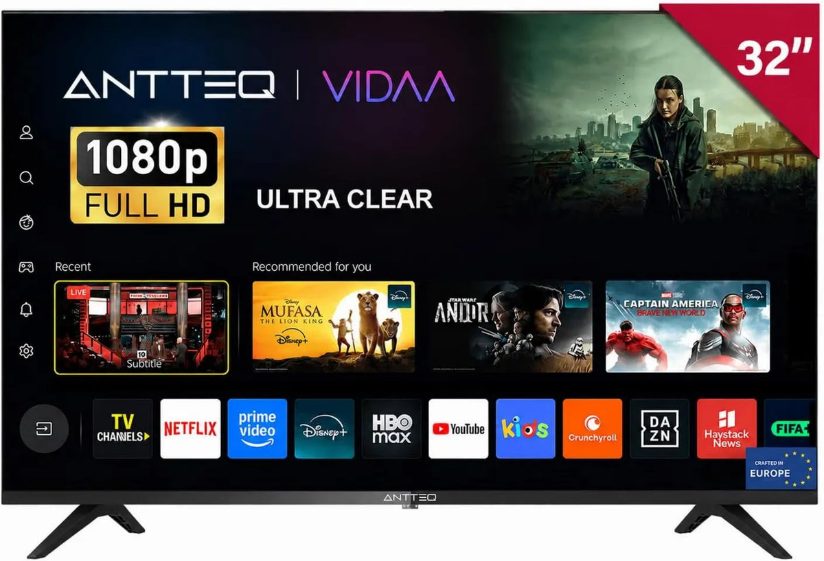 Antteq telewizor, Inteligentny, 32 cale, TV, L32- AVF3N1 2K, FHD, HDMI, WiFi, Full HD, 80 cm, TV z Mołotowa, Netflix, Prime Video, Disney + L32-AVF3N1