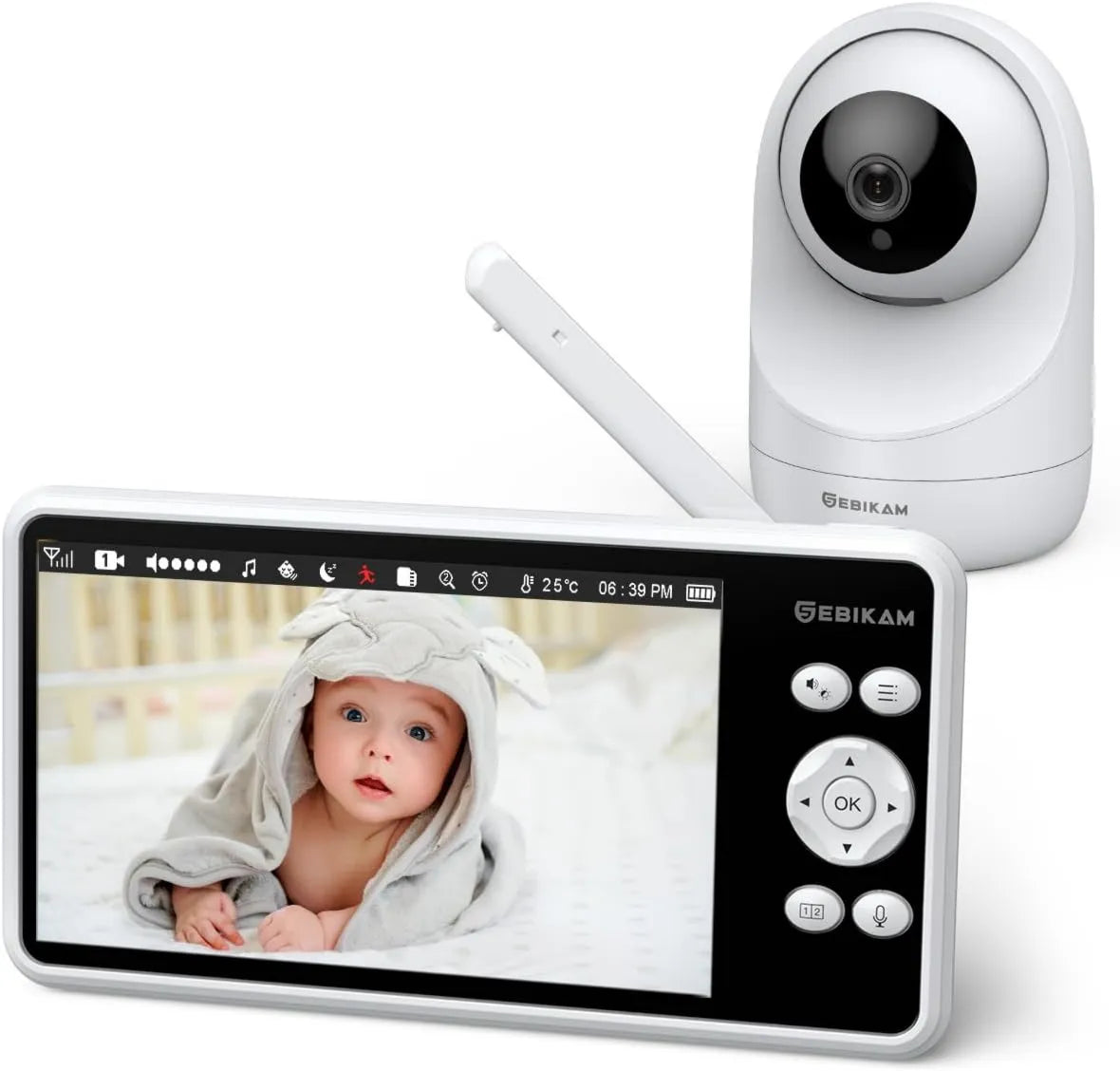 Sebikam, HD 720P Babyphone, Kamera, Monitor wideo dla dzieci, WiFi