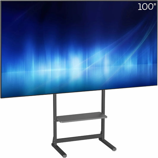VIVO, 100 calowa szafka TV, STAND- TV100F, czarny, może obsługiwać do 70 kg, duży uchwyt TV z półką do przechowywania STAND-TV100F